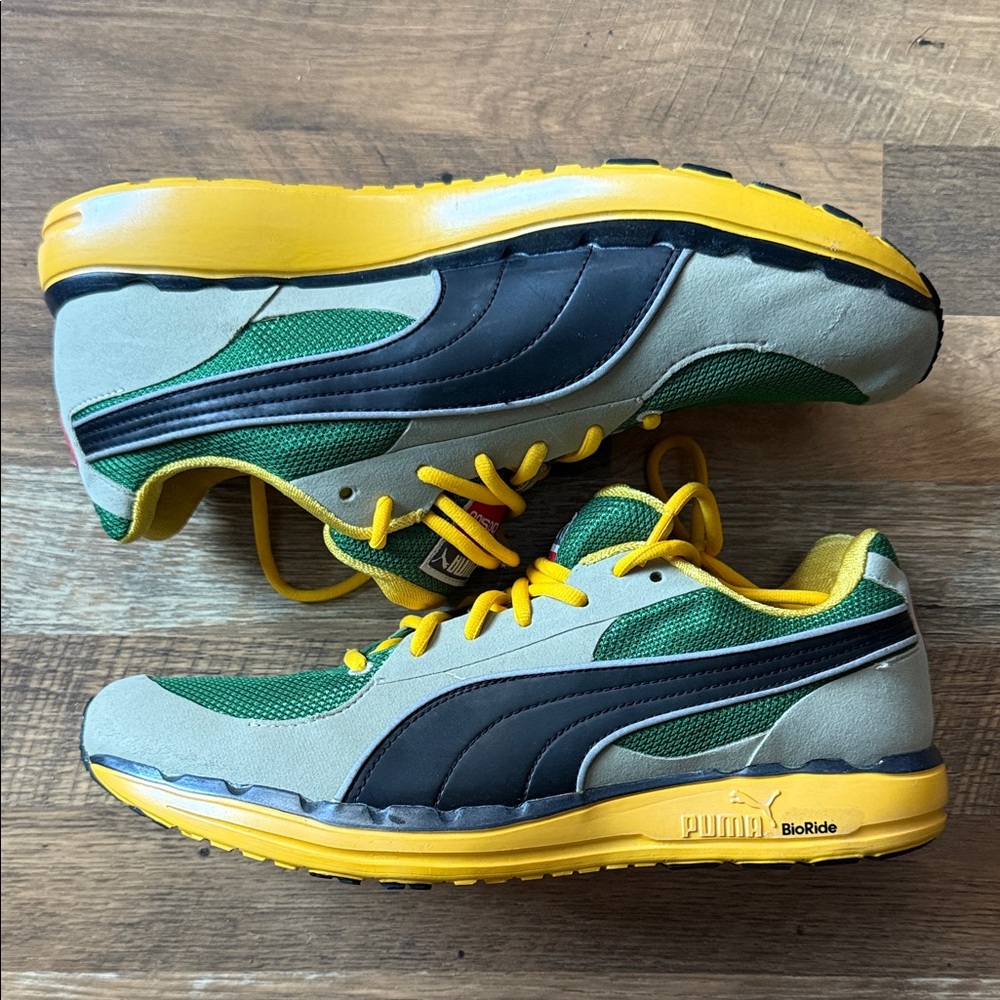 Rare Puma Faas 500 Team Jamaica Green and Yellow Athletic Shoes